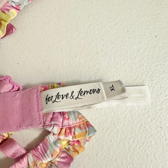 FOR LOVE & LEMONS Pastel Punch Bra Pink Yellow Floral Ruffled Lingerie - Picture 9 of 11